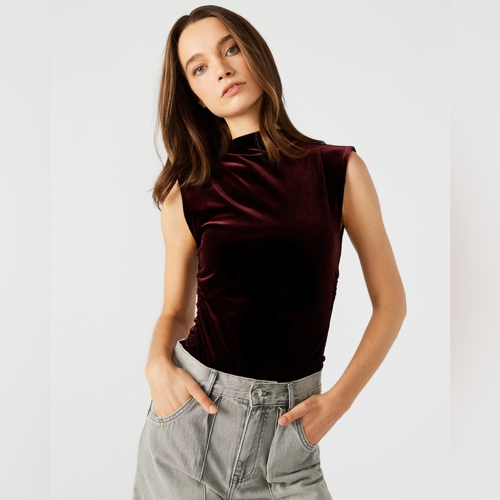 NWT Steve Madden Velvet Bodysuit Wine color
